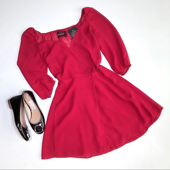 REFORMATION ♦️♦️♦️Eveleigh Lipstick red mini wrap dress ♦️ M - Picture 4 of 15